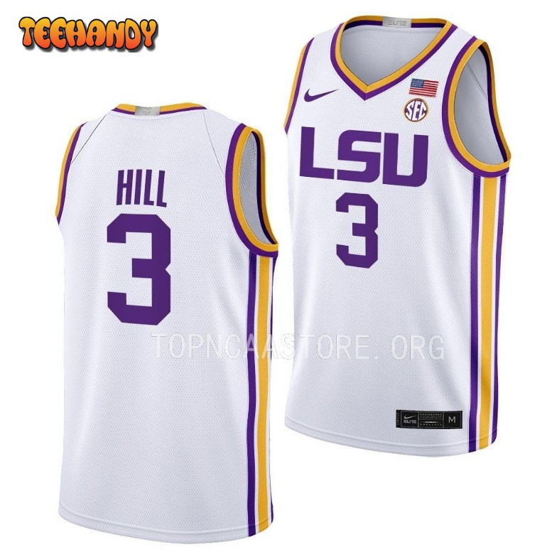 LSU Tigers Justice Hill 2023 White Limited College Basketball Jersey