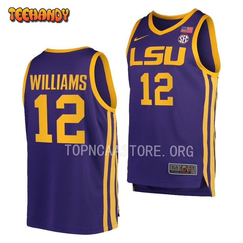 LSU Tigers KJ Williams 2023 Purple College Basketball Jersey