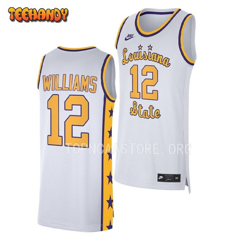 LSU Tigers KJ Williams 2023 White Replica College Basketball Jersey