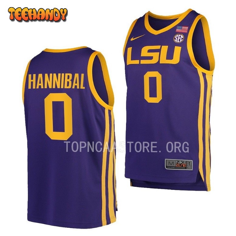 LSU Tigers Trae Hannibal 2023 Purple College Basketball Jersey