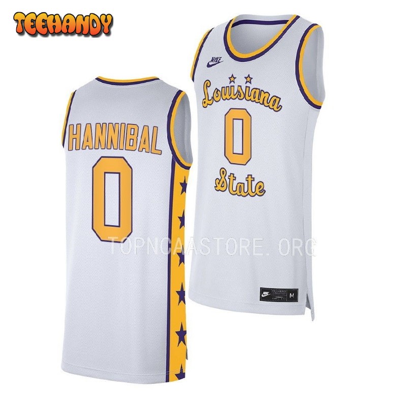 LSU Tigers Trae Hannibal 2023 White Replica College Basketball Jersey