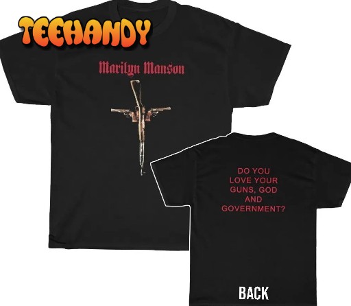 Marilyn Manson Guns, God and Government Gun Cross T-Shirt