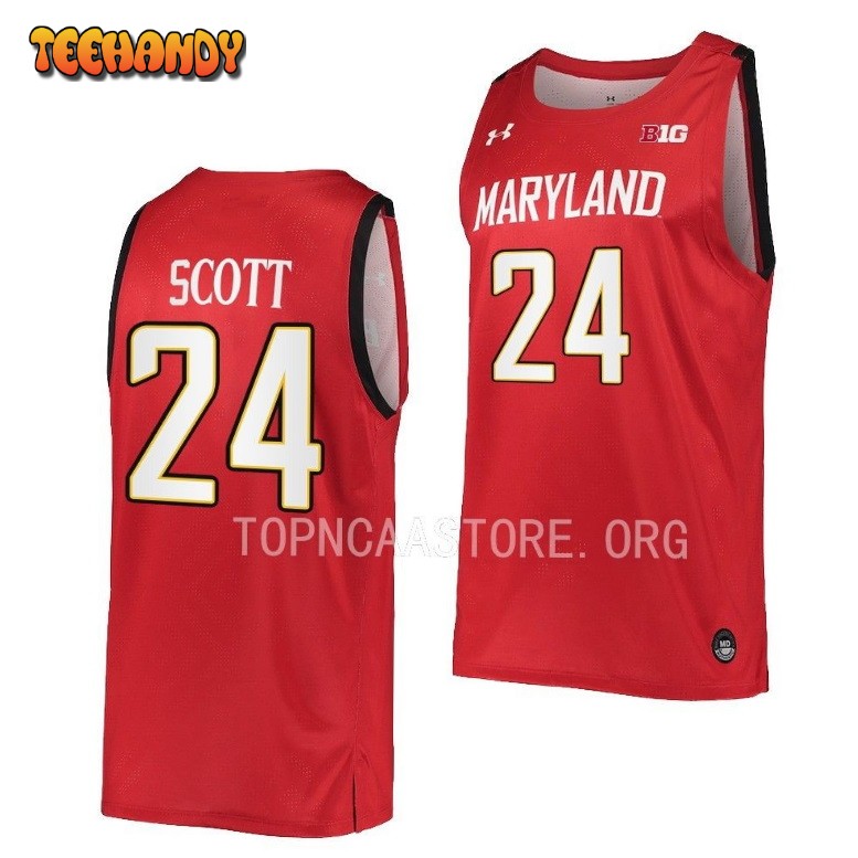 Maryland Terrapins Donta Scott 2023 Red Away College Basketball Jersey