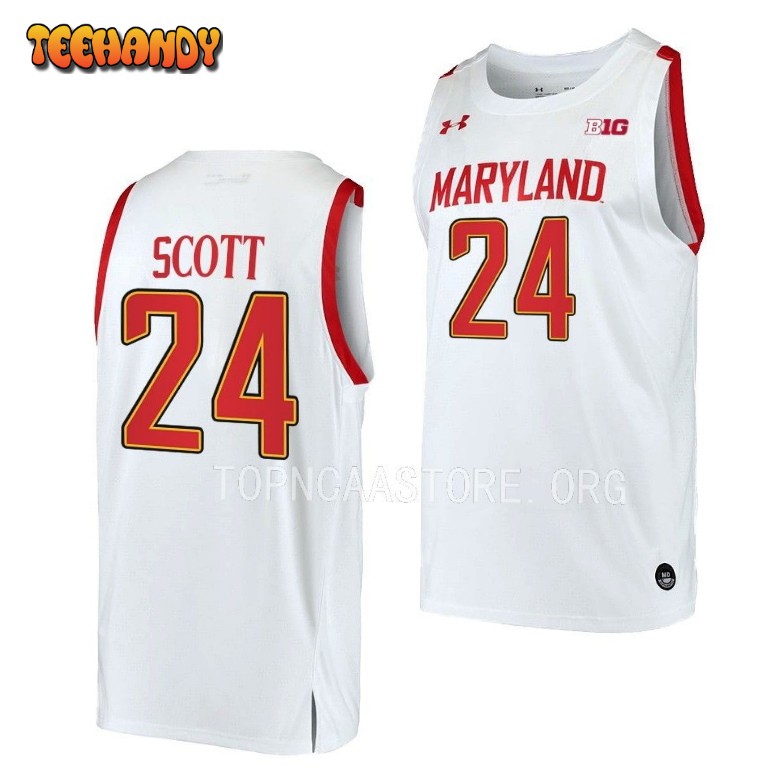 Maryland Terrapins Donta Scott 2023 White Home College Basketball Jersey