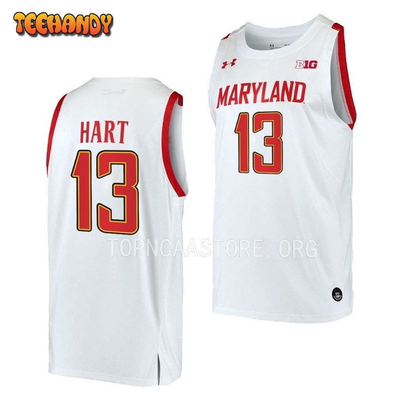 Maryland Terrapins Hakim Hart 2023 White Home College Basketball Jersey