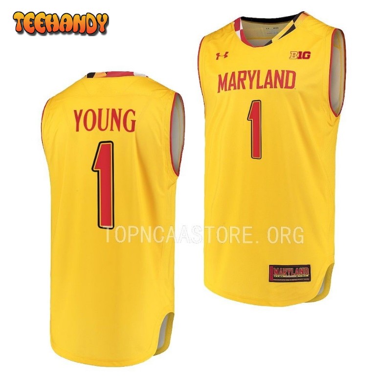 Maryland Terrapins Jahmir Young 2023 Gold Alternate College Basketball Jersey