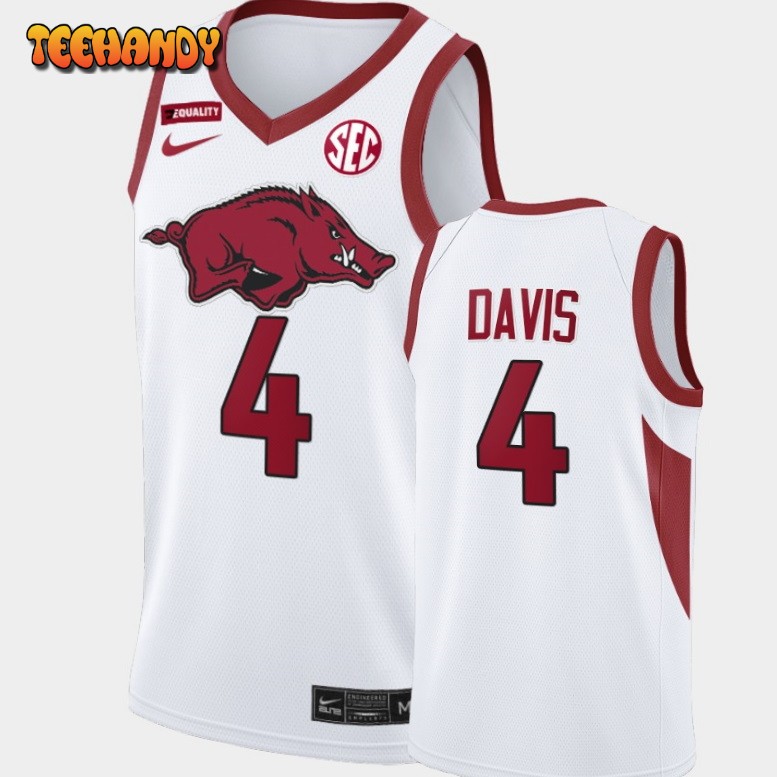 Men’s Arkansas Razorbacks Davonte Davis White Equality Jersey