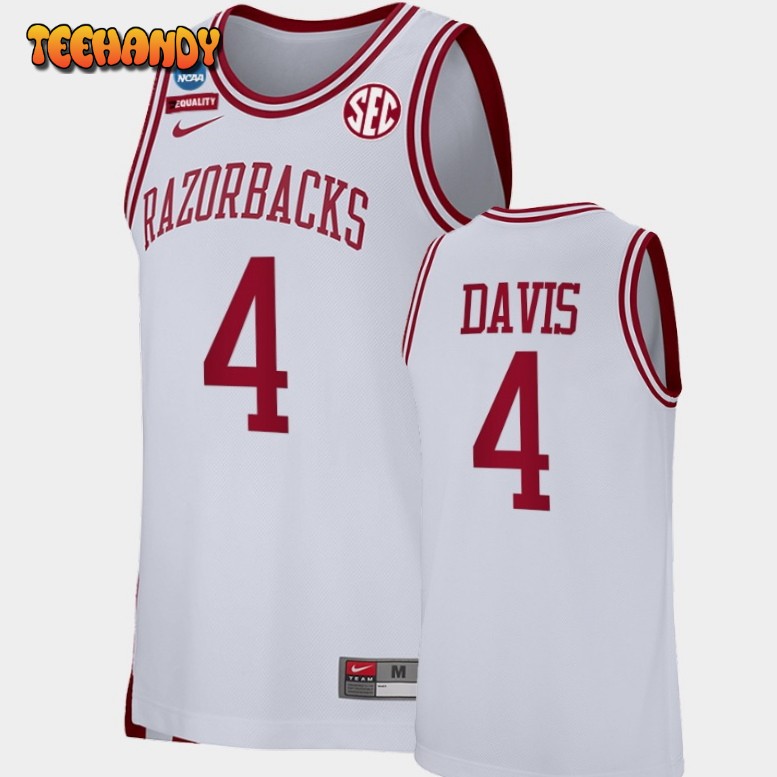 Men’s Arkansas Razorbacks Davonte Davis White March Madness Retro Jersey