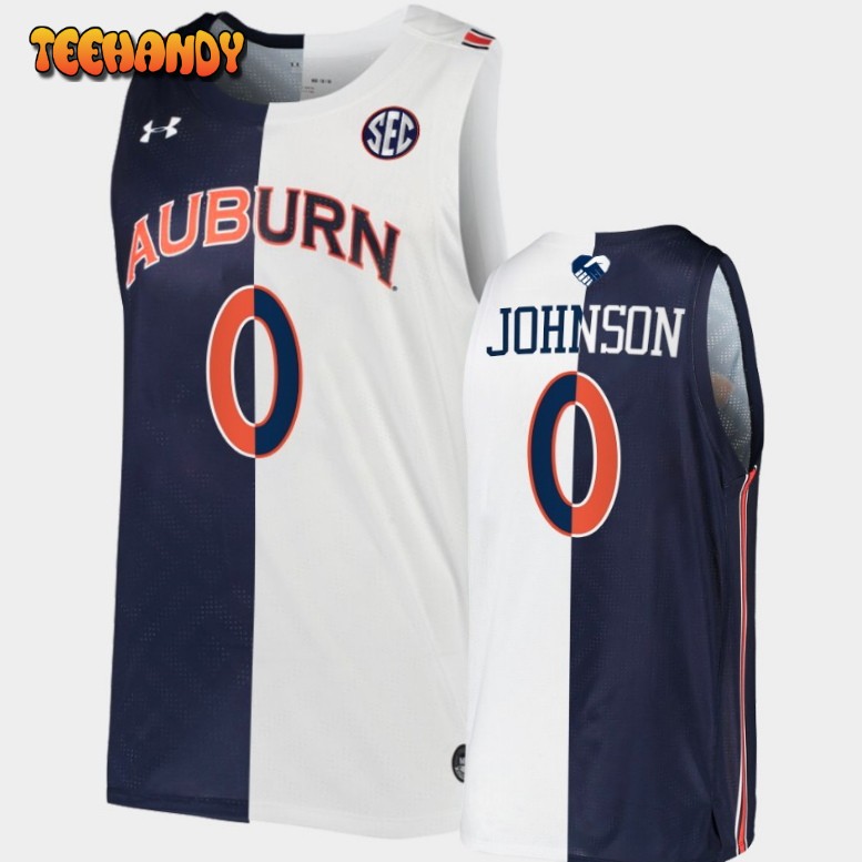 Men’s Auburn Tigers K.D. Johnson Navy White 2022 Split Edition Jersey