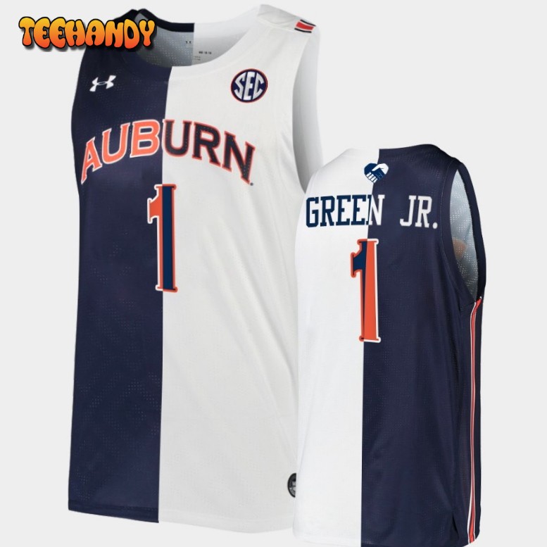 Men’s Auburn Tigers Wendell Green Jr. Navy White 2022 Split Edition Jersey