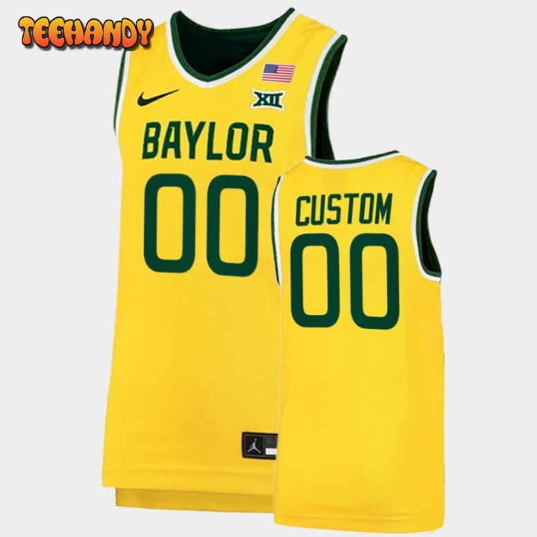 Men’s Baylor Bears Custom Gold College Basketball Replica Jersey