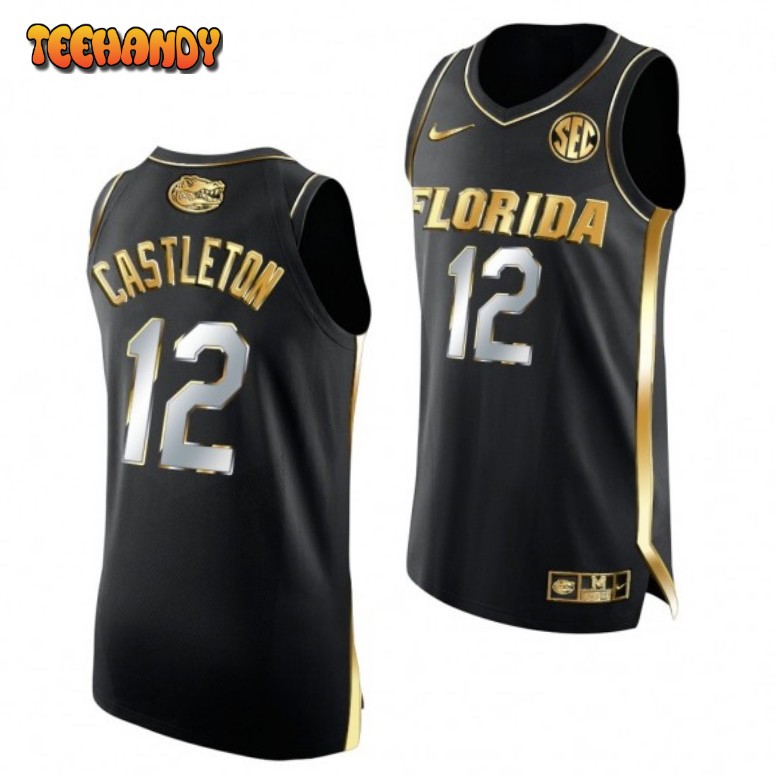 Men’s Florida Gators Colin Castleton Golden Edition Authentic Black Jersey