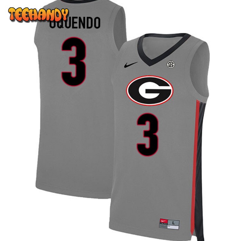 Men’s Georgia Bulldogs Kario Oquendo Gray College Basketball Jersey