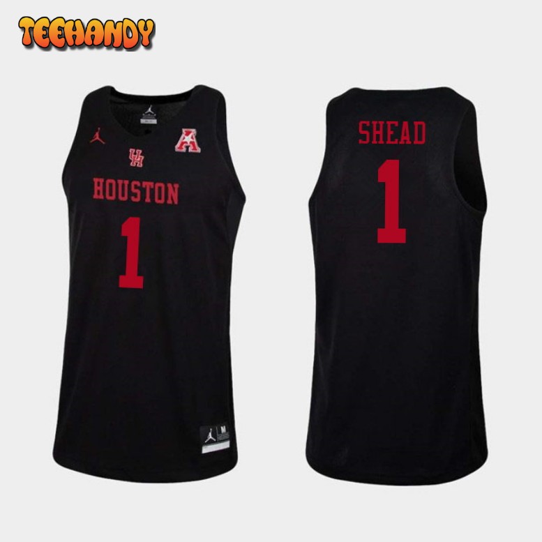 Men’s Houston Cougars Jamal Shead College Basketball Black Jersey