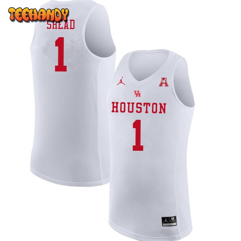 Men’s Houston Cougars Jamal Shead College Basketball White Jersey