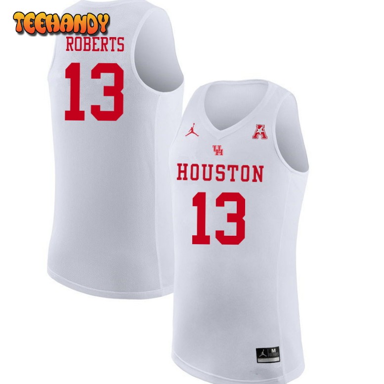 Men’s Houston Cougars J’Wan Roberts College Basketball White Jersey