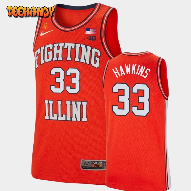 Men’s Illinois Fighting Illini Coleman Hawkins Orange College Retro Jersey