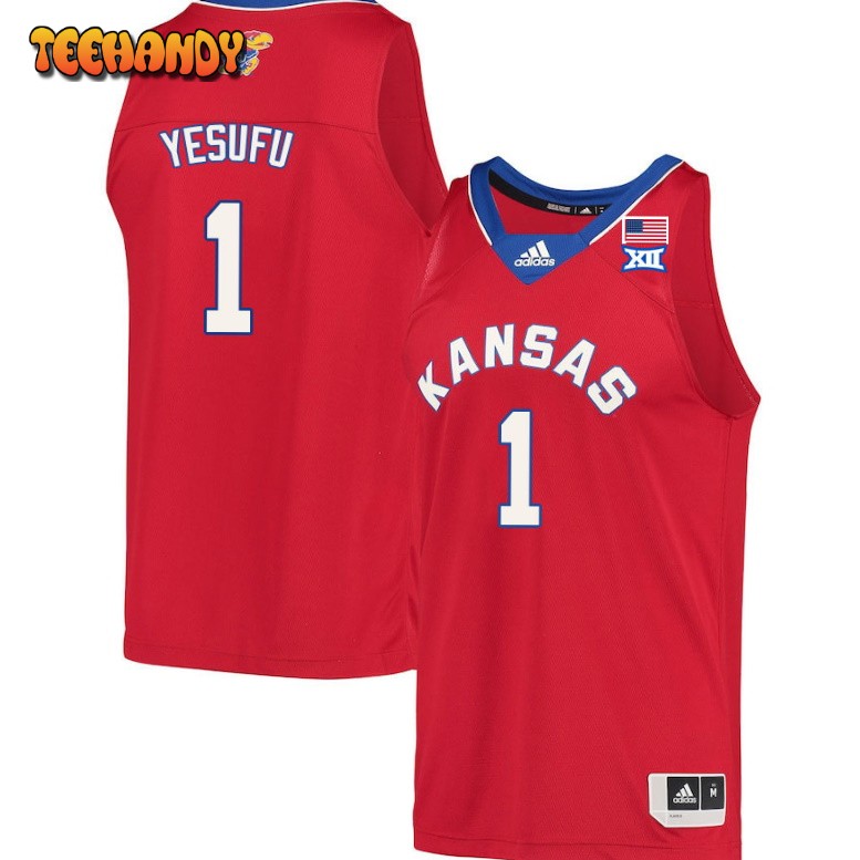 Men’s Kansas Jayhawks Joseph Yesufu College Basketball Red Jersey