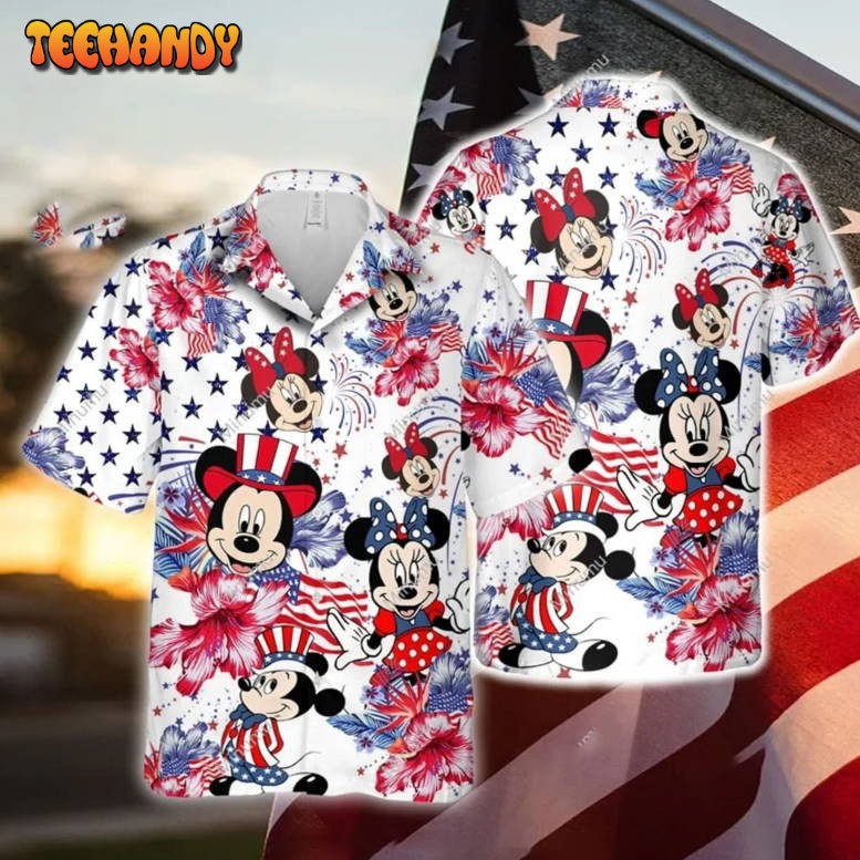 Mickey Minnie Mouse 4Th Of July Disney Hibiscus Aloha Hawaiian Shirt