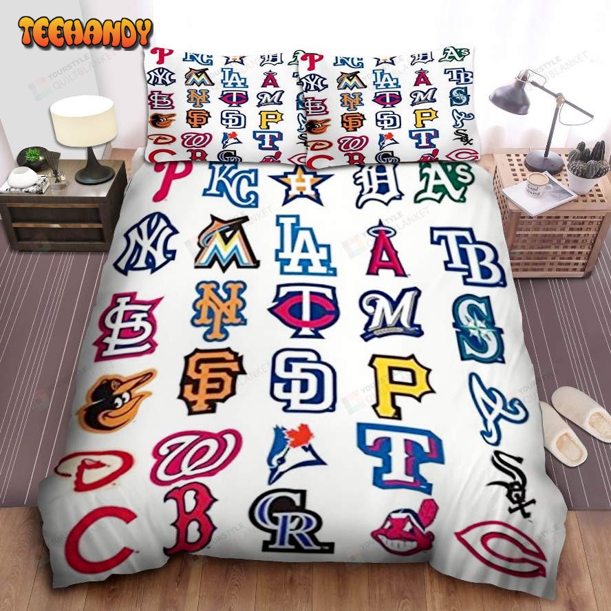 Mlb All Teams Logo Bed Sheets Spread Duvet Cover Bedding Set Ver 1