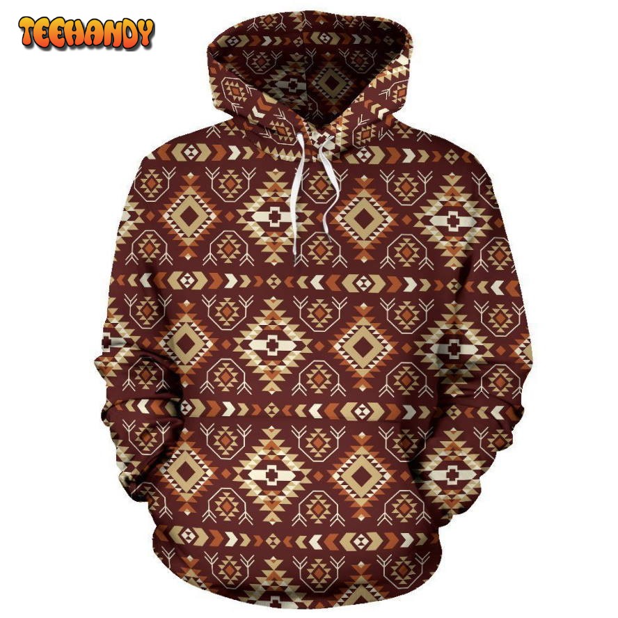 Navajo Native Color Print Pattern Pullover 3D Hoodie For Men Women