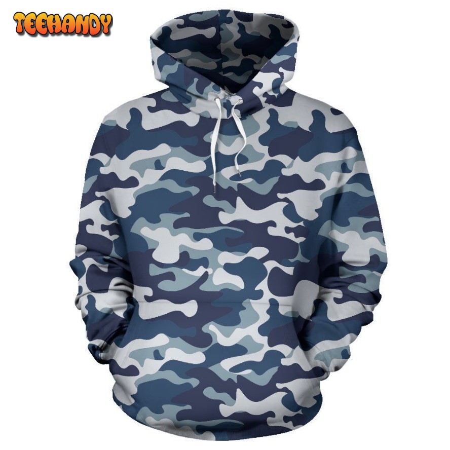 Navy Military Camouflage Camo Pattern Print All Over Graphic 3D Hoodie