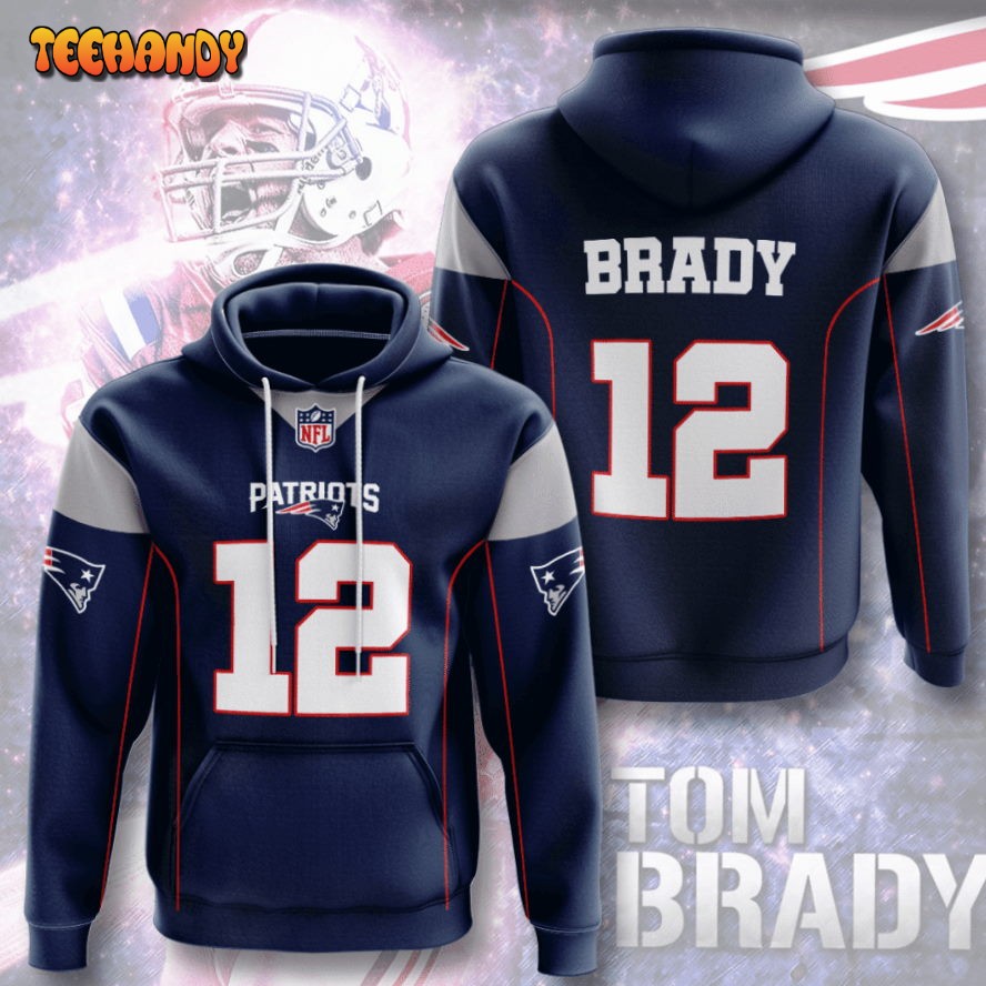 New England Patriots Tom Brady 12 3D Hoodie