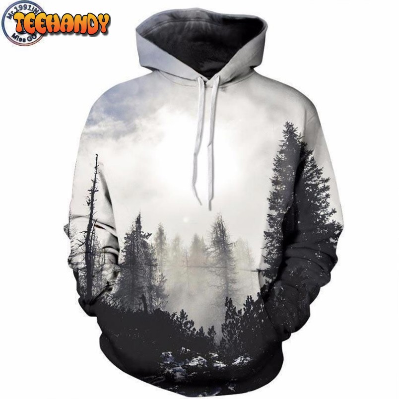 New Fashion Unisex Thin Sweatshirt With Hat 3D Print Trees 3D Hoodie