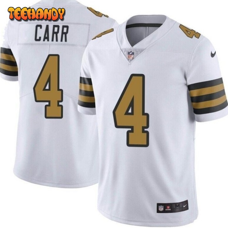 New Orleans Saints Derek Carr White Color Rush Limited Jersey