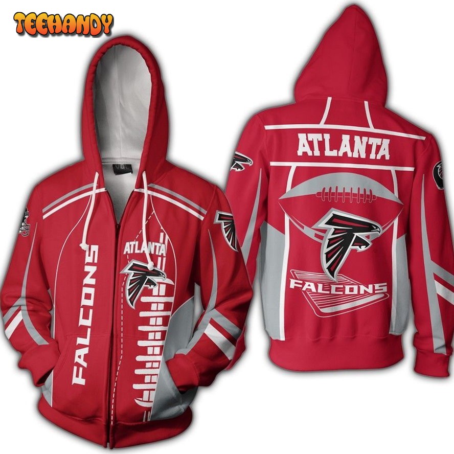 NFL Atlanta Falcons Zippered Hoodie 3D Hoodie 3D Hoodie For Men For Women