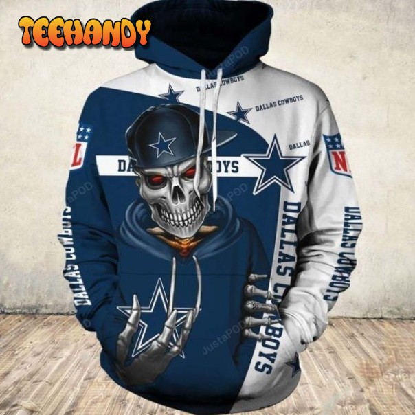 NFL Dallas Cowboys Skull Men and Women 3D Hoodie Shirt NFL Dallas Cowboys