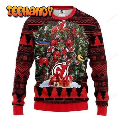 Nhl New Jersey Devils Tree Christmas Ugly Christmas Sweater, Ugly Sweater