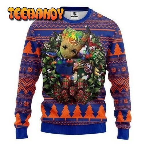 Nhl New York Islanders Groot Hug Ugly Christmas Sweater, Ugly Sweater