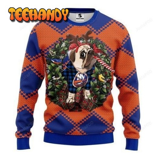 Nhl New York Islanders Pug Dog Ugly Christmas Sweater, Ugly Sweater