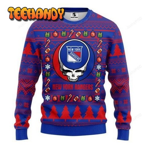 Nhl New York Rangers Grateful Dead Ugly Christmas Sweater, Ugly Sweater