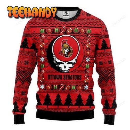 Nhl Ottawa Senators Grateful Dead Ugly Christmas Sweater, Ugly Sweater