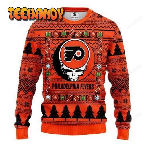 Nhl Philadelphia Flyers Grateful Dead Ugly Christmas Sweater, Ugly Sweater