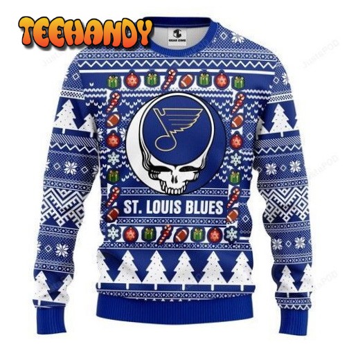 Nhl St. Louis Blues Grateful Dead Ugly Christmas Sweater, Ugly Sweater