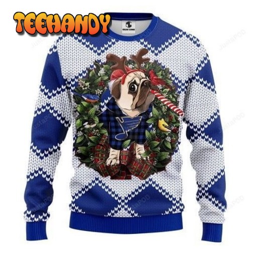 Nhl St. Louis Blues Pug Dog Ugly Christmas Sweater