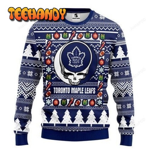 Nhl Toronto Maple Leafs Grateful Dead Ugly Christmas Sweater, Ugly Sweater