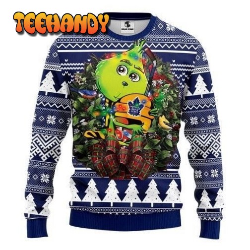 Nhl Toronto Maple Leafs Grinch Hug Ugly Christmas Sweater, Ugly Sweater