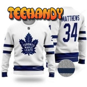 NHL Toronto Maple Leafs Matthews 34 White Ugly Sweater, Ugly Sweater