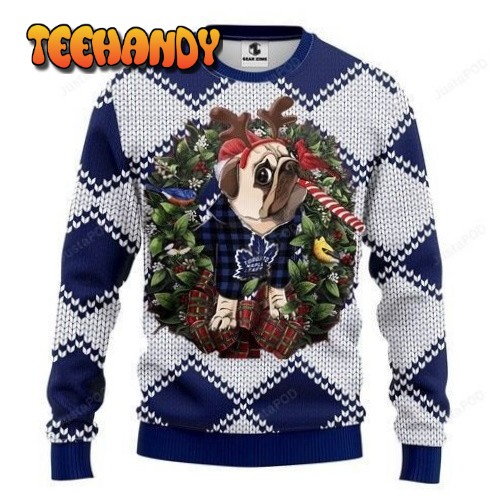 Nhl Toronto Maple Leafs Pug Dog Ugly Christmas Sweater