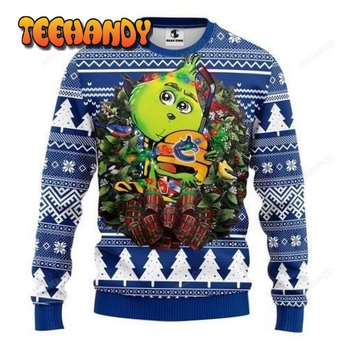 Nhl Vancouver Canucks Grinch Hug Ugly Christmas Sweater, Ugly Sweater