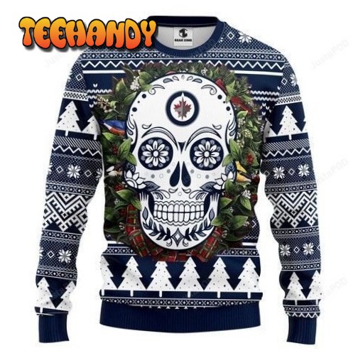 Nhl Winnipeg Jets Skull Flower Ugly Christmas Sweater