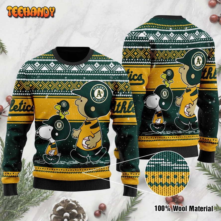 Oakland Athletics Charlie Brown Snoopy Wear Football Ugly Christmas Sweater