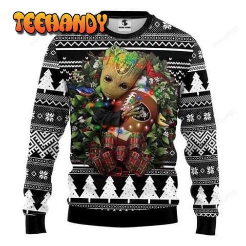 Oakland Raiders Groot Hug Ugly Christmas Sweater, All Over Print Sweatshirt