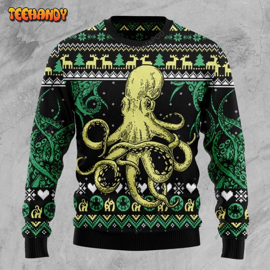 Octopus Cool Ugly Christmas Sweater, Ugly Sweater, Christmas Sweaters