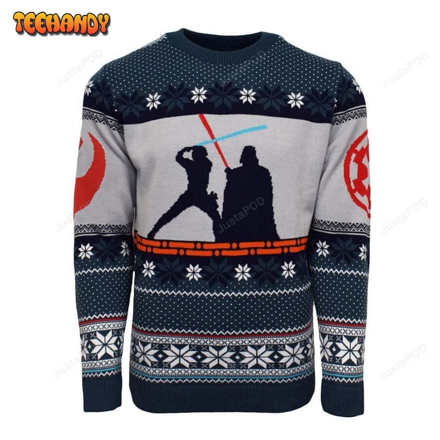 Official Star Wars Luke Vs Darth Christmas Ugly Sweater, Ugly Sweater