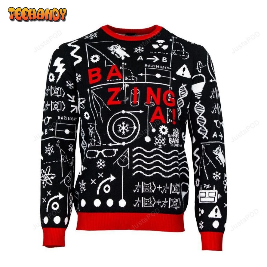 Official The Big Bang Theory Bazinga Ugly Christmas Sweater, Ugly Sweater